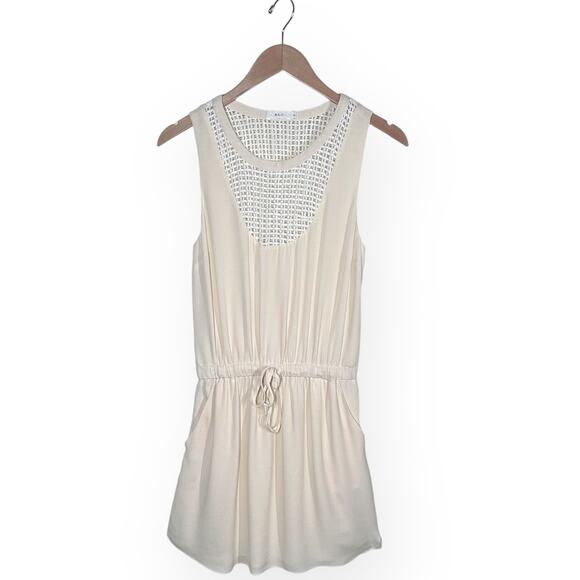 A.L.C. 100% Silk Blouson Mini Dress Sundress Cream Ivory Wool Crochet Coquette - Picture 7 of 10